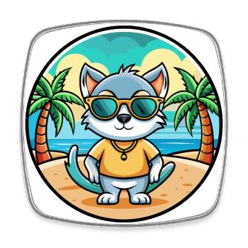 Khao Manee Cat Breed Cartoon Lunettes de soleil Beach - Magnet carré - blanc - Devant