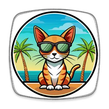 Abessinische Kurzhaarkatze Rasse Cartoon Sonnenbrille - Viereckiger Kühlschrankmagnet - Weiß - Vorne