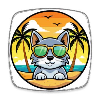 Australische Nebelkatzenrasse Cartoon Sonnenbrille Strand - Viereckiger Kühlschrankmagnet - Weiß - Vorne