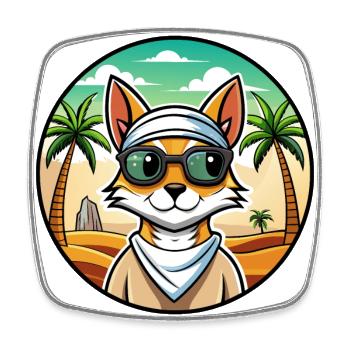 Arabian Mau Cat Breed Cartoon Sunglasses Beach - Square fridge magnet - white - Front