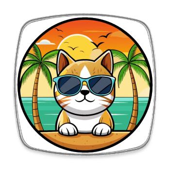 Burmesische Katzenrasse Cartoon Sonnenbrille Strand - Viereckiger Kühlschrankmagnet - Weiß - Vorne