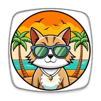 Europäische Kurzhaarkatze Rasse Cartoon Sonnenbrille - Viereckiger Kühlschrankmagnet - Weiß - Vorne