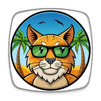 Eurasian Lynx Cat Breed Cartoon Lunettes de soleil Beach - Magnet carré - blanc - Devant