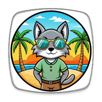 Korat Cat Breed Cartoon Lunettes de soleil Beach - Magnet carré - blanc - Devant