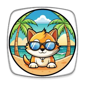 Munchkin Katzenrasse Cartoon Sonnenbrille Strand - Viereckiger Kühlschrankmagnet - Weiß - Vorne
