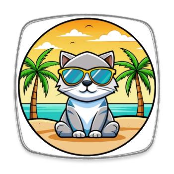 Scottish Fold Cat Breed Cartoon Lunettes de soleil Beach - Magnet carré - blanc - Devant
