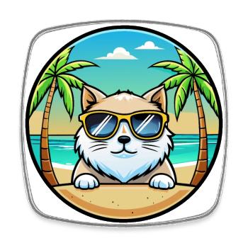 Himalayan Cat Breed Cartoon Sunglasses Beach - Square fridge magnet - white - Front