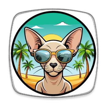 Peterbald Cat Breed Cartoon Lunettes de soleil Beach - Magnet carré - blanc - Devant