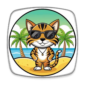 Toyger Cat Breed Cartoon Lunettes de soleil Beach - Magnet carré - blanc - Devant