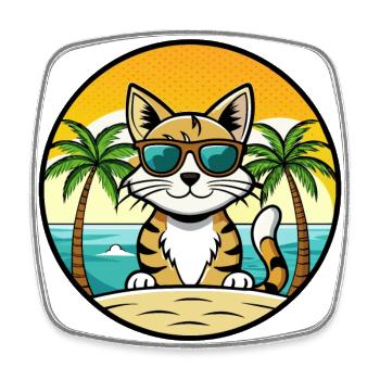 Aegean Cat Breed Cartoon Sunglasses Beach - Square fridge magnet - white - Front
