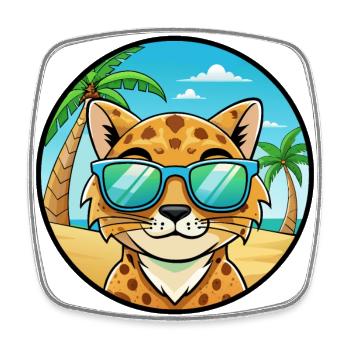 Australische gefleckte Nebelkatzenrasse Cartoon Beach - Viereckiger Kühlschrankmagnet - Weiß - Vorne