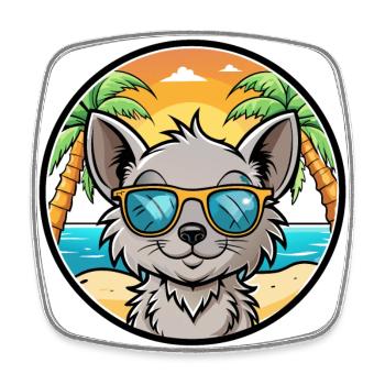 Lunettes de soleil Lykoi Cat Breed Cartoon Beach - Magnet carré - blanc - Devant