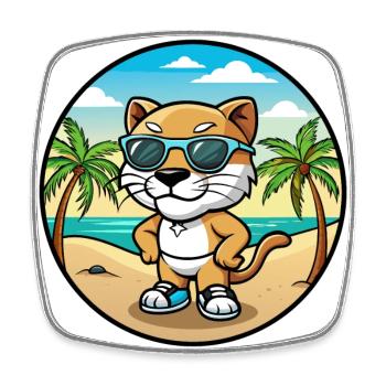 Baby Cat Breed Cartoon Sunglasses Beach - Square fridge magnet - white - Front