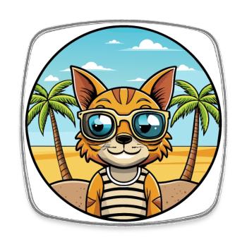Ocicat Breed Cartoon Sonnenbrille Strand - Viereckiger Kühlschrankmagnet - Weiß - Vorne