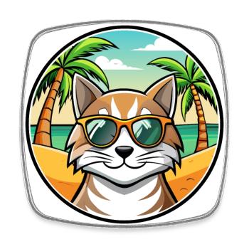 Siberian Cat Breed Cartoon Lunettes de soleil Beach - Magnet carré - blanc - Devant