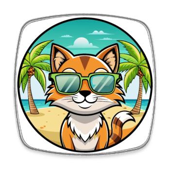 Sokoke Cat Breed Cartoon Lunettes de soleil Beach - Magnet carré - blanc - Devant