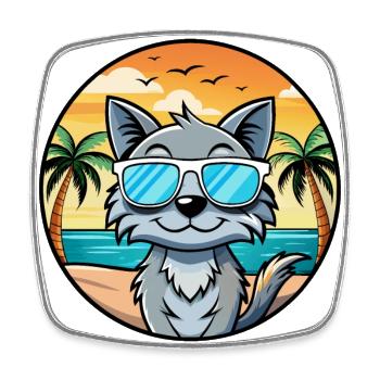 Lunettes de soleil australiennes Mist Cat Breed Cartoon Beach - Magnet carré - blanc - Devant