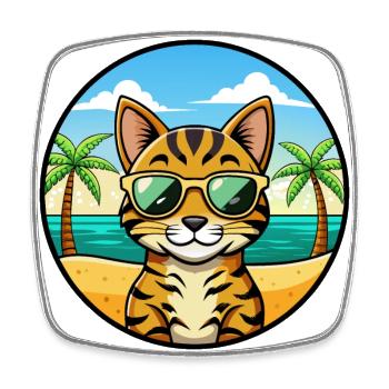 Bengalische Katzenrasse Cartoon Sonnenbrille Strand - Viereckiger Kühlschrankmagnet - Weiß - Vorne