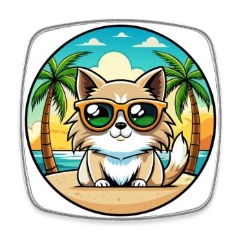 Birman Cat Breed Cartoon Sunglasses Beach - Square fridge magnet - white - Front