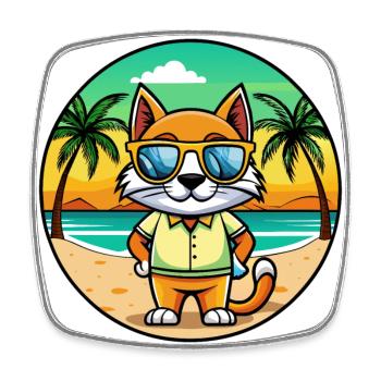 Bombai Cat Breed Cartoon Lunettes de soleil Beach - Magnet carré - blanc - Devant