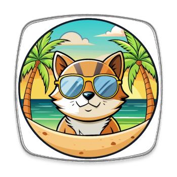 Donskoy Katzenrasse Cartoon Sonnenbrille Strand - Viereckiger Kühlschrankmagnet - Weiß - Vorne