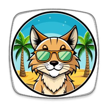 Eurasian Lynx Cat Breed Cartoon Lunettes de soleil Beach - Magnet carré - blanc - Devant
