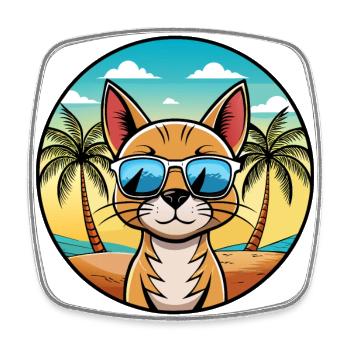 Abessinische Katzenrasse Cartoon Sonnenbrille Strand - Viereckiger Kühlschrankmagnet - Weiß - Vorne