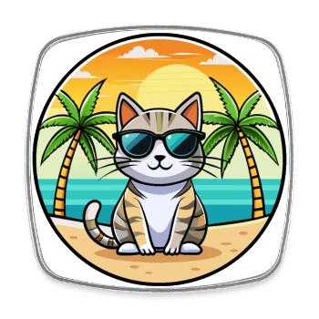 Amerikanische Kurzhaarkatze Rasse Cartoon Sonnenbrille - Viereckiger Kühlschrankmagnet - Weiß - Vorne