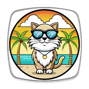 Birma Heilige Katzenrasse Cartoon Sonnenbrille Strand - Viereckiger Kühlschrankmagnet - Weiß - Vorne