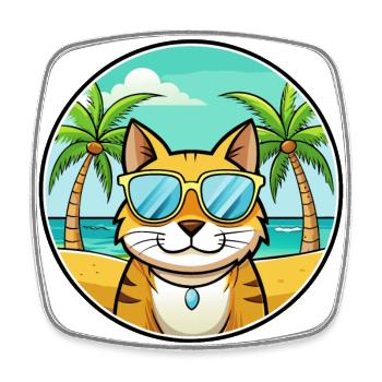 Lunettes de soleil brésiliennes à poil court de race de chat de dessin animé - Magnet carré - blanc - Devant