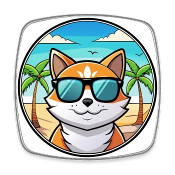 Verdünnte Kattunkatzenrasse Cartoon Sonnenbrille Strand - Viereckiger Kühlschrankmagnet - Weiß - Vorne