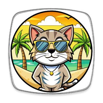 Europäische Kurzhaarkatze Rasse Cartoon Sonnenbrille - Viereckiger Kühlschrankmagnet - Weiß - Vorne
