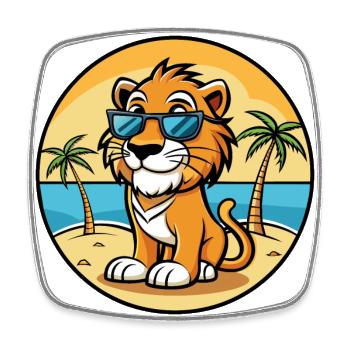 Liger Hybrid Löwe Tiger Katzenrasse Cartoon Strand - Viereckiger Kühlschrankmagnet - Weiß - Vorne