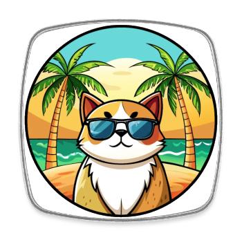 Exotique Shorthair Cat Breed Cartoon Sunglass Beach - Magnet carré - blanc - Devant