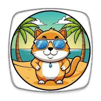 Hosico Cat Breed Cartoon Lunettes de soleil Beach - Magnet carré - blanc - Devant