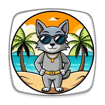 Korat Cat Breed Cartoon Lunettes de soleil Beach - Magnet carré - blanc - Devant