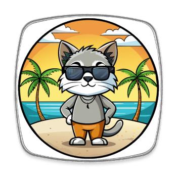 Javanais Race Dessin Animé Lunettes De Soleil Plage - Magnet carré - blanc - Devant