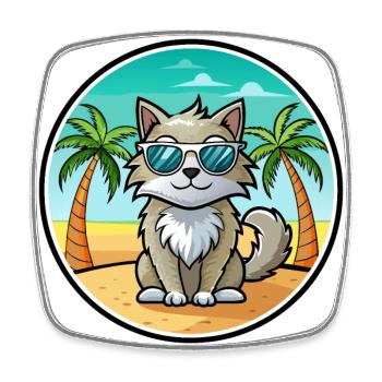 Laperm Cat Breed Cartoon Lunettes de soleil Beach - Magnet carré - blanc - Devant
