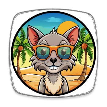 Lunettes de soleil Lykoi Cat Breed Cartoon Beach - Magnet carré - blanc - Devant