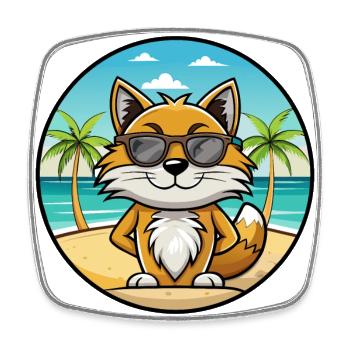 Lunettes de soleil Manx Cat Breed Cartoon Beach - Magnet carré - blanc - Devant