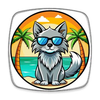 Nebelung Lunettes de soleil de dessin animé de race de chat plage - Magnet carré - blanc - Devant