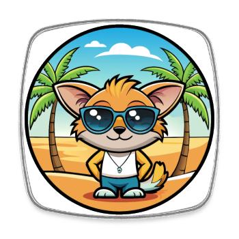 Pixie Bob Cat Breed Cartoon Sunglasses Beach - Square fridge magnet - white - Front