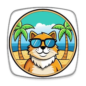 Ragamuffin Lunettes de soleil de dessin animé de race de chat plage - Magnet carré - blanc - Devant