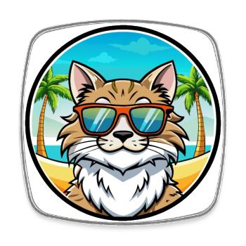 Maine Coon Cat Breed Cartoon Sunglasses Beach - Square fridge magnet - white - Front