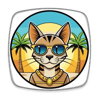 Arabian Egyptian Mau Cat Breed Cartoon Sunglasses - Square fridge magnet - white - Front