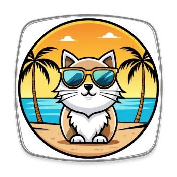 Lunettes de soleil de race de chat persan de dessin animé plage - Magnet carré - blanc - Devant