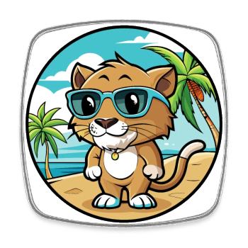 Baby Cat Breed Cartoon Sunglasses Beach - Square fridge magnet - white - Front