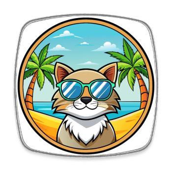 Siberian Cat Breed Cartoon Lunettes de soleil Beach - Magnet carré - blanc - Devant