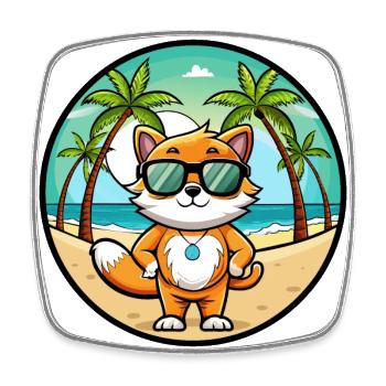 Khao Manee Cat Breed Cartoon Lunettes de soleil Beach - Magnet carré - blanc - Devant
