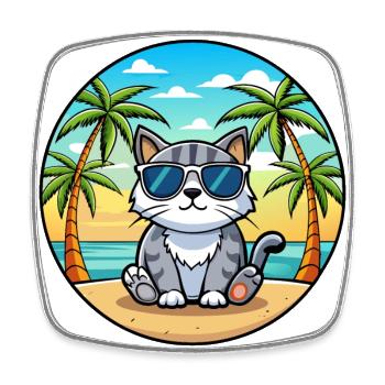 Scottish Fold Cat Breed Cartoon Lunettes de soleil Beach - Magnet carré - blanc - Devant